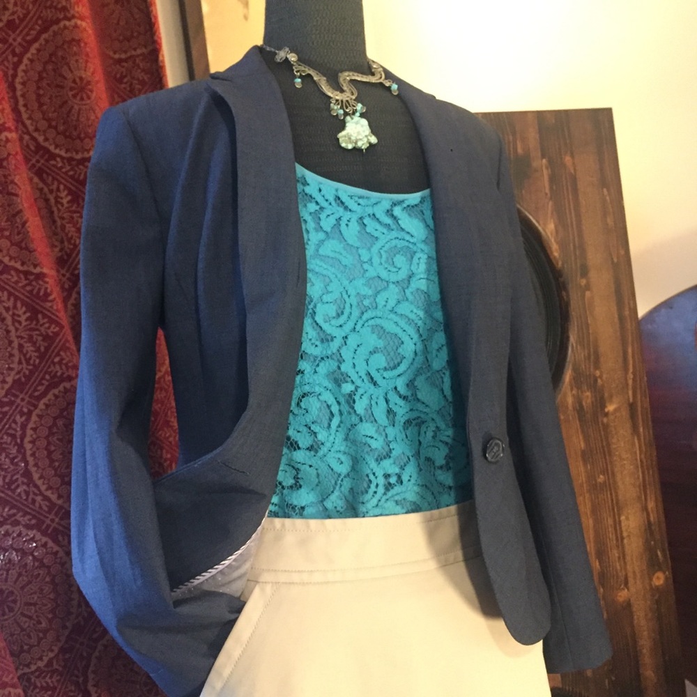 🌹 Banana Republic Slate Blue Blazer 4P Like New